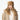 Woman wearing tan faux fur headband and coat