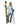 Woman wearing light blue Mammut ski jacket holding skis on snow slope