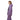 Side view of purple Mammut women's hooded ski jacket with black panel and sleeve logo
