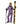 Woman skiing in purple Mammut Stoney HS Thermo Hooded Jacket holding yellow Kastle skis