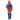 Male model in blue orange Mammount mountaineering suit with harness ice axes and helmet