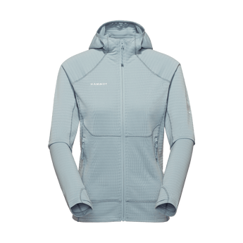 Light blue Mammut Taiss ML hooded jacket zippered pockets detail