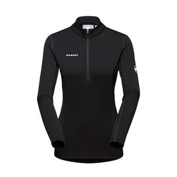 Black Mammut Aenergy ML women's half zip pullover front view with animal logo