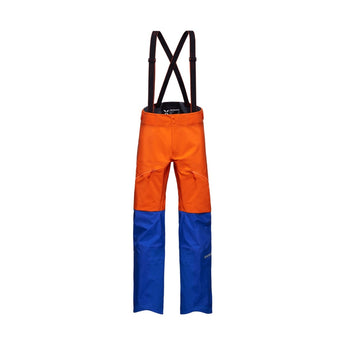 Mammut Eiger Nordwand Pro HS men's orange and blue hardshell ski pants with suspenders