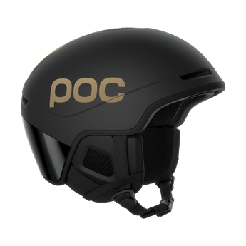 POC Obex Contour Odermatt Ed ski helmet matte black with gold logo and visor