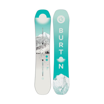 Burton Feelgood First Tracks women's directional snowboard teal white mountain graphic