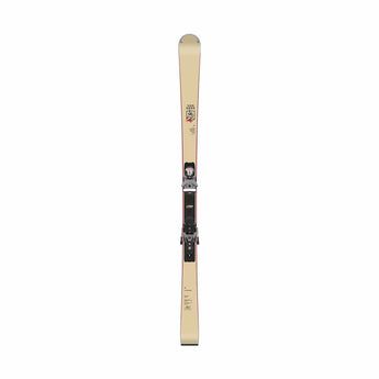 Top view of used Van Deer H-Power 68 piste ski with beige sheet and black bindings