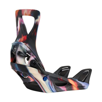 Burton W STEP ON SO FLORAL BLUR multicolor flame pattern snowboard binding side profile