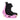 Black Burton boot with bright pink Step On snowboard binding side profile