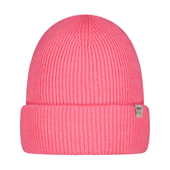 Barts Kinabalu Beanie bright pink ribbed knit with folded cuff and brand tag