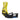 Yellow highback Burton Cartel X Step On binding side view with blue accent strip and knobs