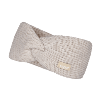 Cream knitted Barts headband with twisted front detail and ribbed texture