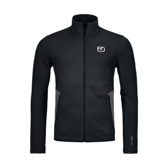 Black Ortovox fleece jacket with merino inside and grey side panels