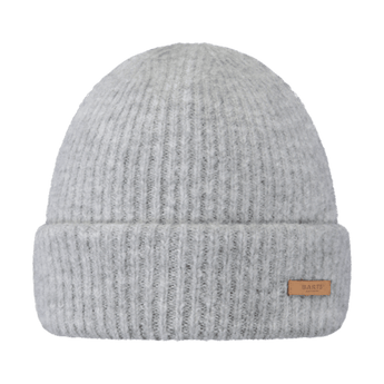 Light gray heathered Barts Witzia ribbed knit beanie with folded cuff