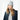 Woman modeling light gray Barts Witzia beanie with tan side tag