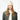 Cream ribbed knit beanie with folded cuff worn by woman