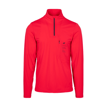 Stoeckli Race Shirt M red long sleeve athletic top with half-zip and chest pocket