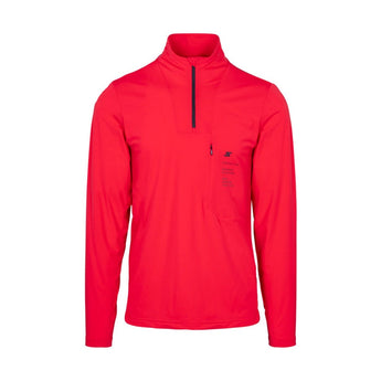 Stoeckli red men's midlayer shirt with half-zip and chest pocket