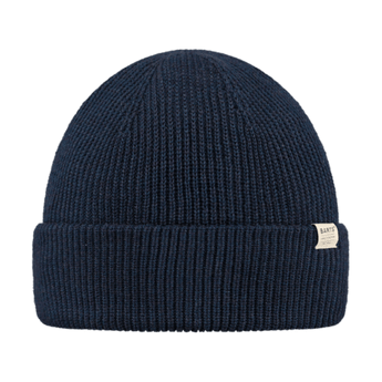 Dark navy Barts Stonel beanie featuring vertical rib texture