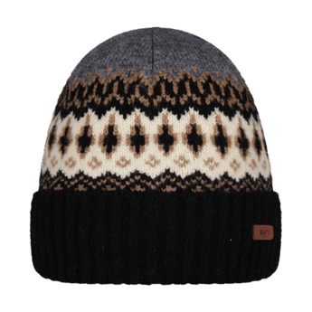 Barts Gregorys Beanie product shot showing heather grey crown and diamond motif band
