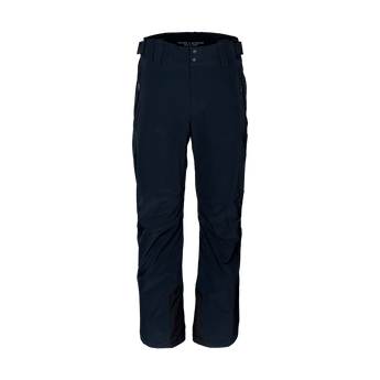 Stoeckli Race M dark navy ski pants front view with high waist and Swiss-made label
