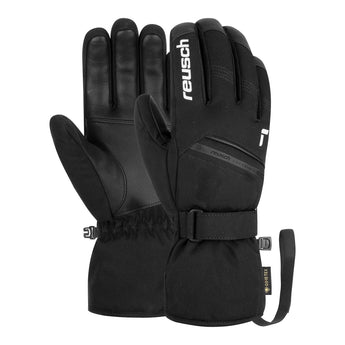 Black Reusch Morris GORE-TEX ski gloves front view with softshell knuckle strip