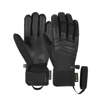 Reusch Jupiter black GORE-TEX ski gloves with leather backhand and adjustable wrist strap