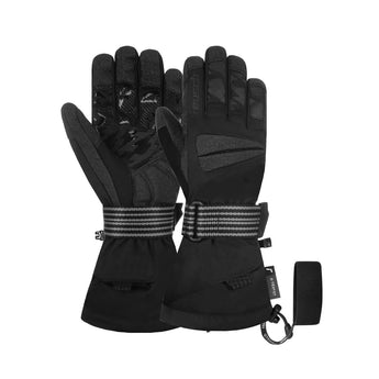 Reusch Sweeber III R-TEX XT black ski gloves with camouflage back and adjustable wrist strap