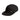 Black wool five-panel cap with flat brim and embroidered logo