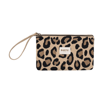 Barts Sieglinde Wallet flat lay beige black leopard spot pattern with wrist strap