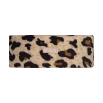Barts cream leopard print fleece headband with woven label