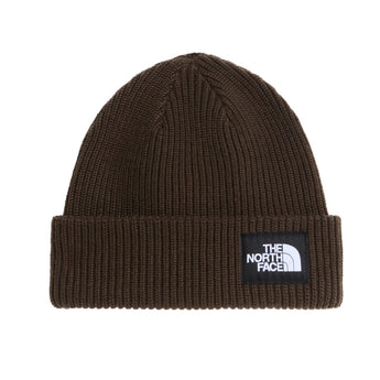 Brown The North Face Salty Lined Beanie with ribbed knit and logo patch