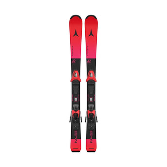 Atomic Redster J2 children's skis with red-to-pink gradient and black bindings for ages 5-8