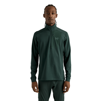Dark green Arcteryx Rho LT featuring zippered chest pocket and logo