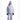 Arcteryx Andessa periwinkle blue ski jacket front view with beige knit beanie
