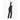 Black ski bib pants side view showing X-back suspenders and reinforced lower leg panels