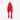 Red quilted down jacket front view with side pockets