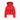 Red quilted down jacket flat lay with diagonal pockets