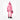 Back view pink quilted down jacket with helmet accessory