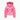 Back view pink diamond quilt puffer jacket with fur trim