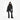 Black quilted down jacket three-quarter view with gloves