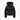 Back view black diamond quilt puffer jacket with fur trim