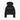Black quilted down jacket product shot with star zipper detail