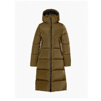 Dark olive Goldbergh Sion women's puffer ski jacket front detail