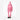 Woman wearing pink ski outfit with cropped puffer jacket back view