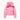 Pink quilted down jacket detail showing hood zipper and velvet texture