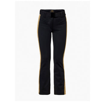 Goldbergh Golden Edge women's black ski pants with gold side stripe