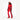 Red Goldbergh Parry ski suit front view on model with chest pockets and belt