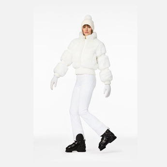 White Goldbergh furry jacket with puff sleeves and ribbed cuffs