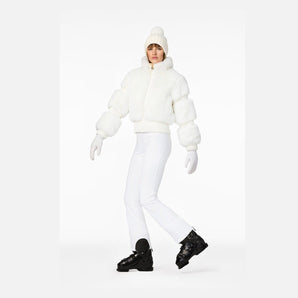 White Goldbergh furry jacket with puff sleeves and ribbed cuffs